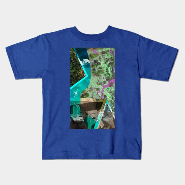 disaster city in wetland architectural collage Kids T-Shirt by jorge_lebeau